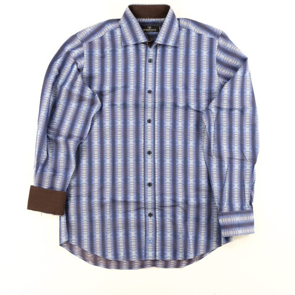 Bugatchi Striped Dress Shirt Sz. Small Classic Fit Button Down Shirt Flip Cuffs